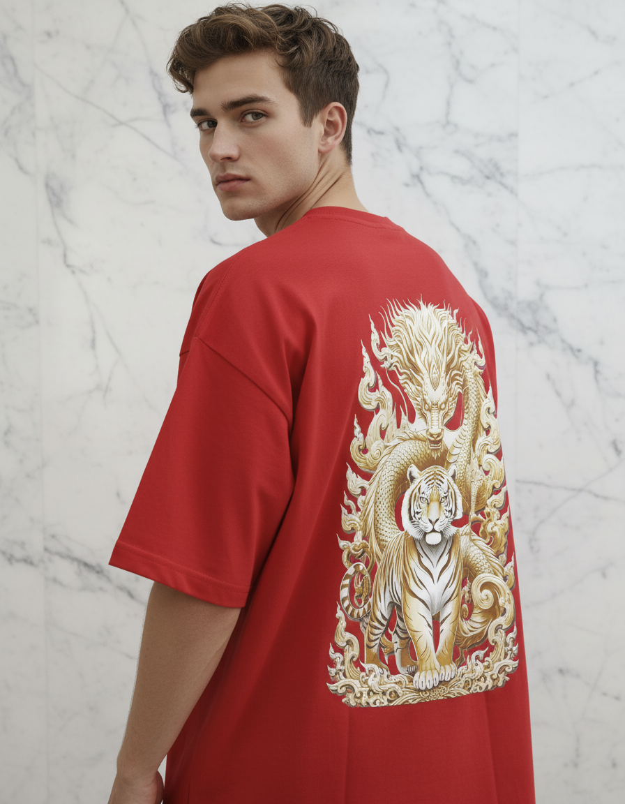 "SERPANT X TIGER" RED OVERSIZED T-SHIRT HEAVYWEIGHT