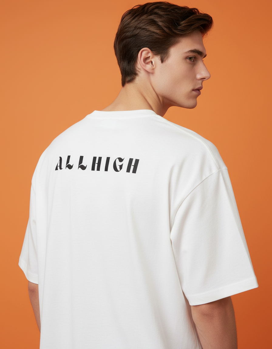 "BLACK BURNING" WHITE OVERSIZED T-SHIRT HEAVYWEIGHT