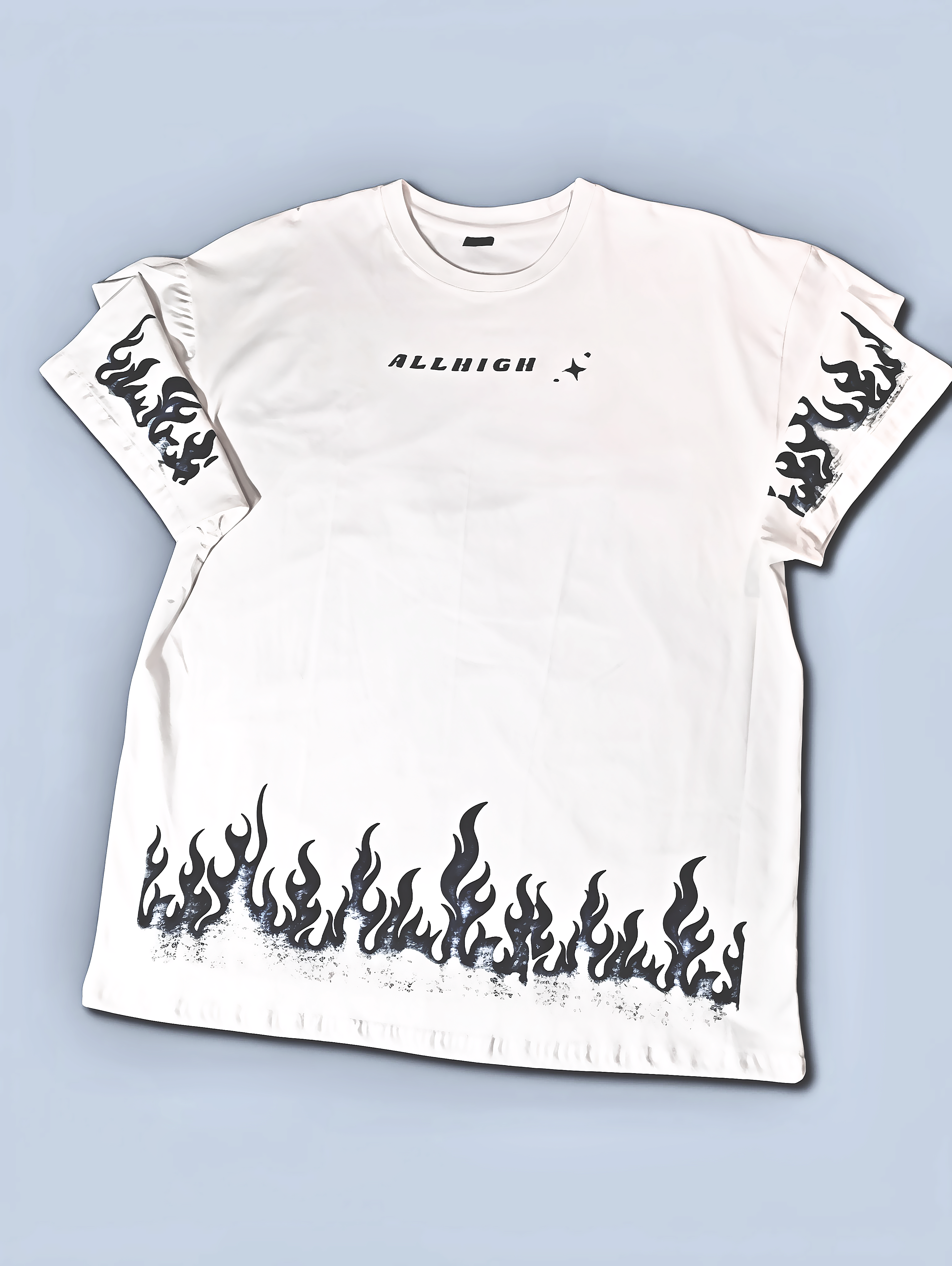 "BLACK BURNING" WHITE OVERSIZED T-SHIRT HEAVYWEIGHT