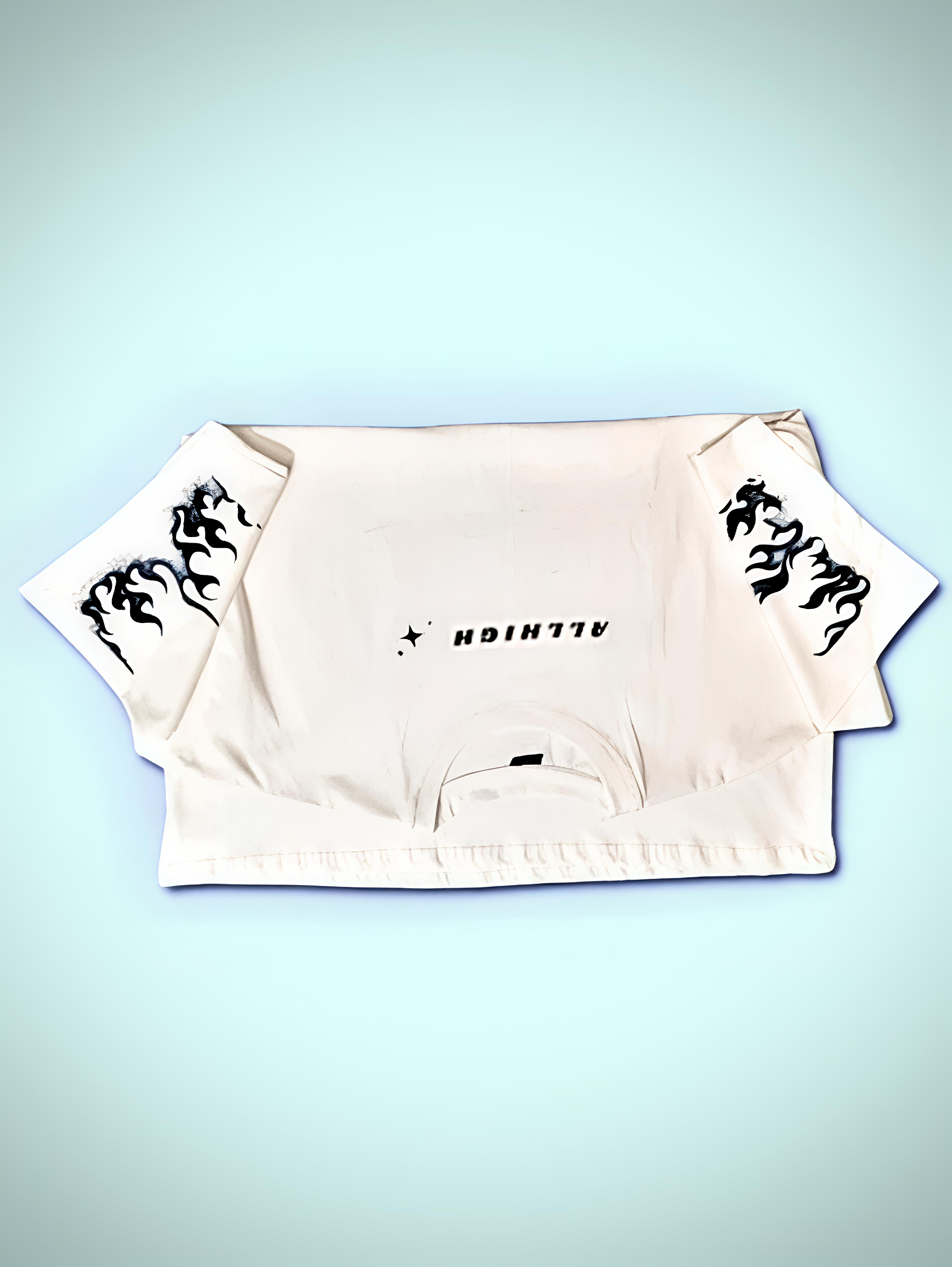 "BLACK BURNING" WHITE OVERSIZED T-SHIRT HEAVYWEIGHT