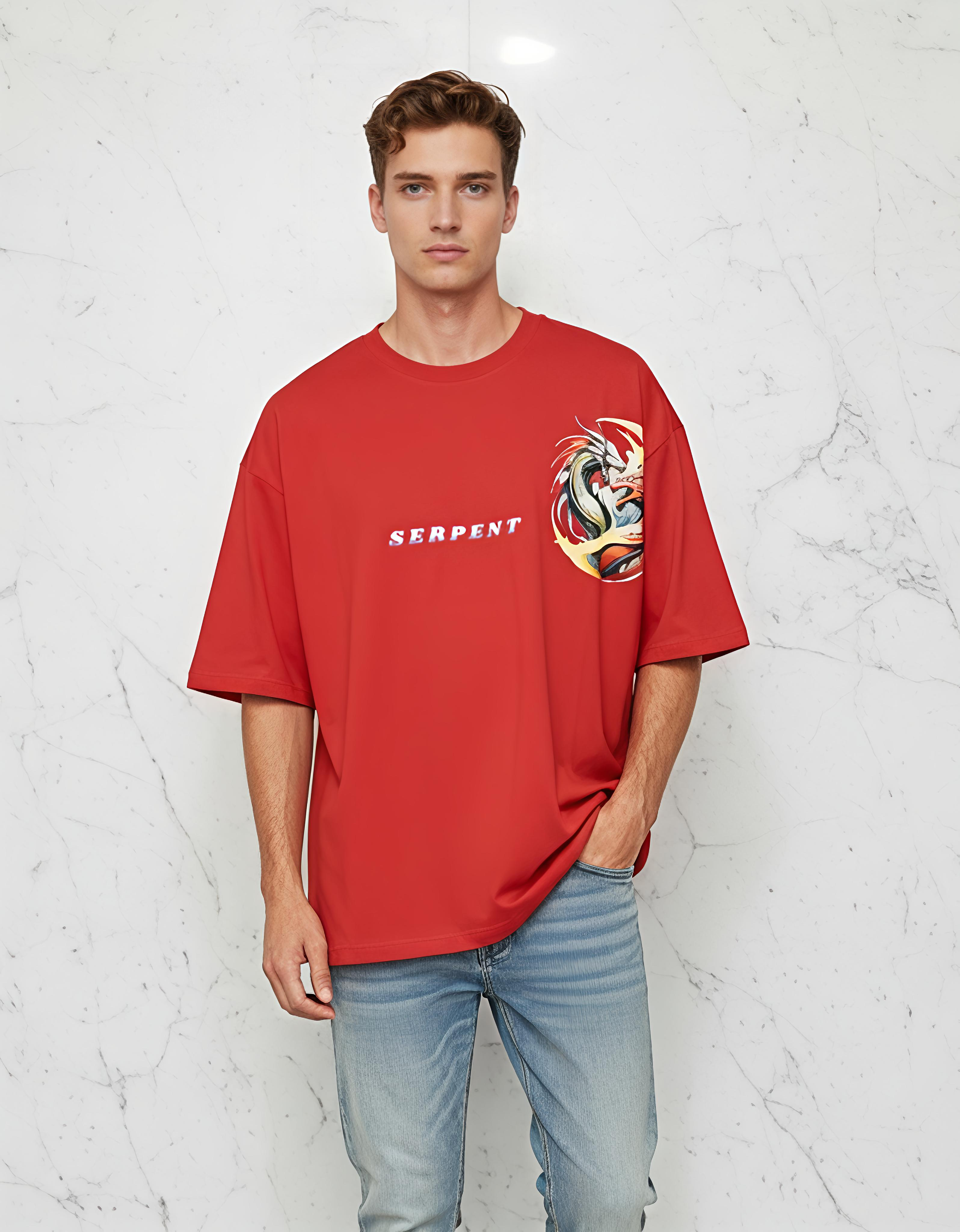 "SERPANT X TIGER" RED OVERSIZED T-SHIRT HEAVYWEIGHT